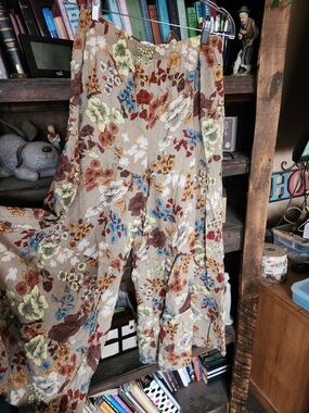 NATURAL LIFE Taupe Floral Wide-Leg Palazzo Pants